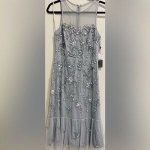 NWT Adrianna Papell Beaded Tea length dress. Size 4